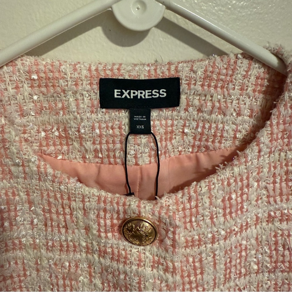 Express Plaid Boucle Tweed Jacket - Picture 4 of 5